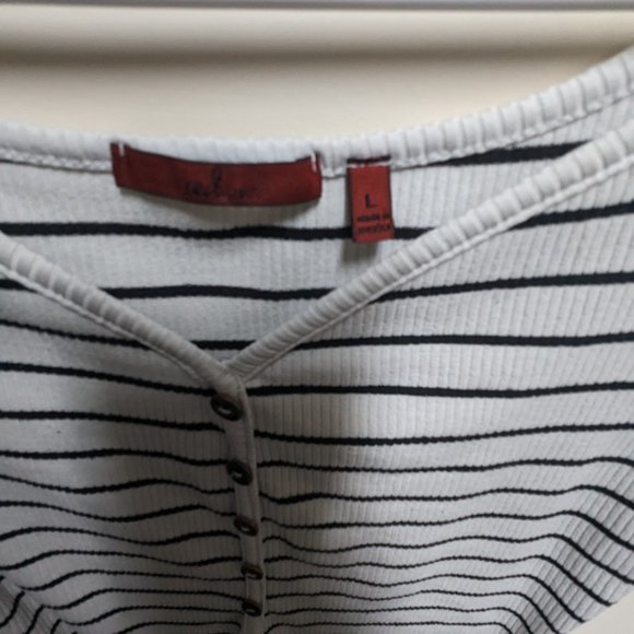 Red by BKE Striped Faux Henley Bodysuit - Picture 5 of 8